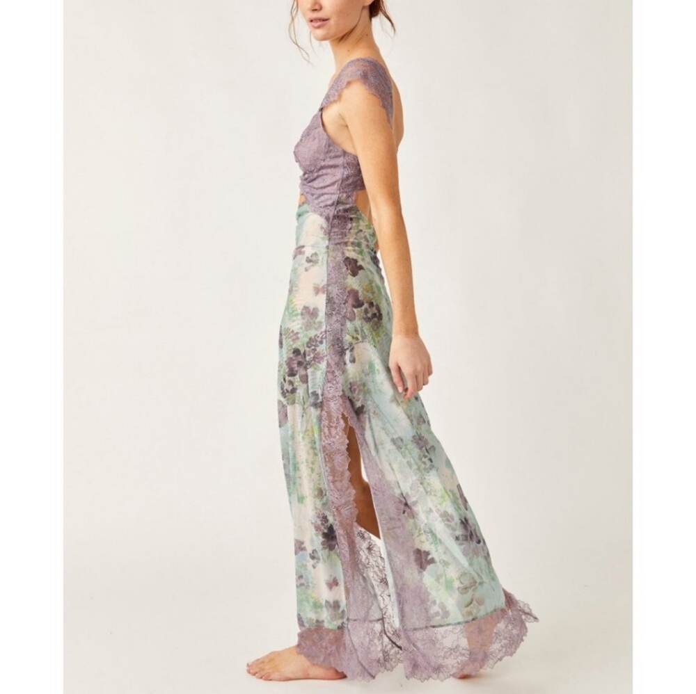 **1 XL Left!!**Free People Suddenly Fine Maxi Slip Dress / Moss Combo - Picture 14 of 15